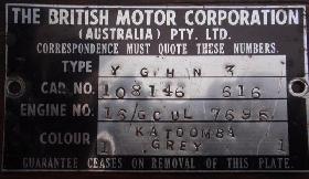 Vehicle ID plate, Australian
