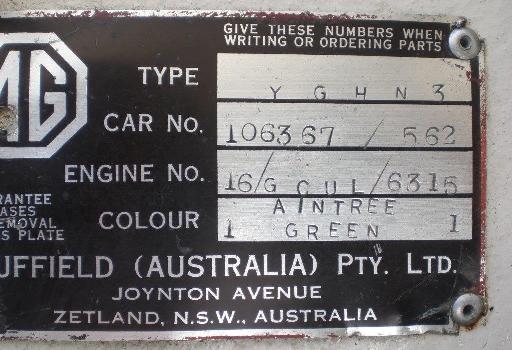 Nuffield AU number plate