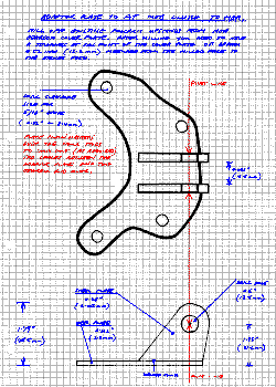 Adapter plate drawing for MGB clutch arm in MGA gearbox