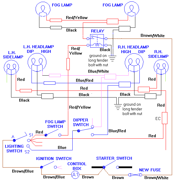 Relay circuit for dual fog lamps