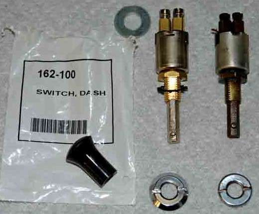 Dash switch with oversize mounting thread and incorrect dash nut