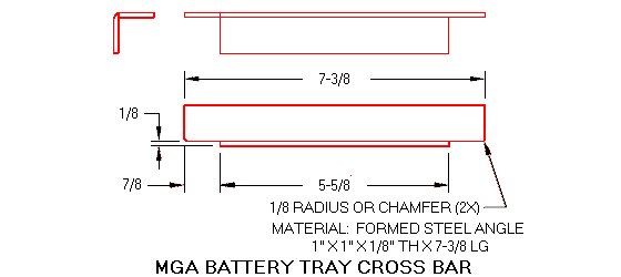 Battery tray frame cross bar drawing