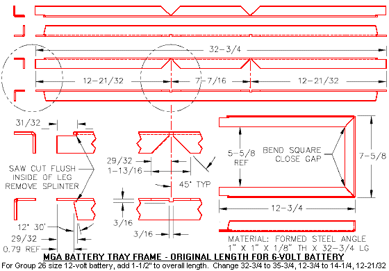 Battery tray frame fabrication drawing