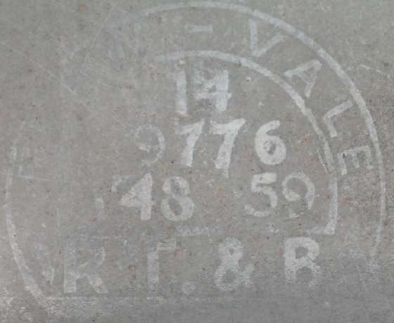 Branding stamp on MGA sheet metal