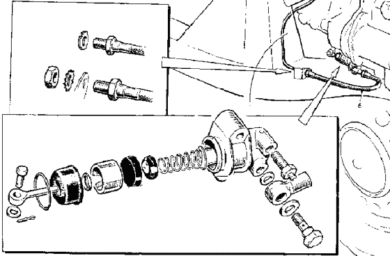 Early style slave cylinder with banjo fitting