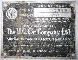 Mid MGA 1500 Original ID plate