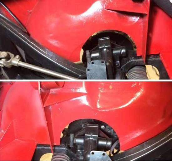 inner wings cut back fpr clearance at shock absorbers