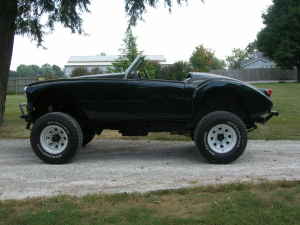 Jeep chassis with MGA body
