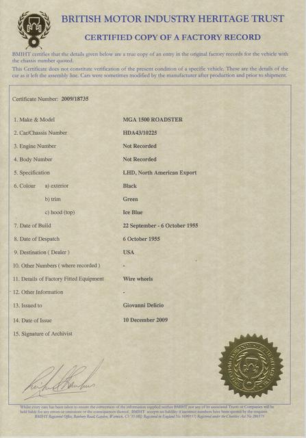 MGA 2+2 heritage certificate