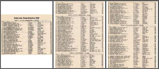 Road America 1959 June Sprints entry list