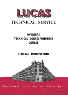 Lucas Technical Service, Correspondence Course