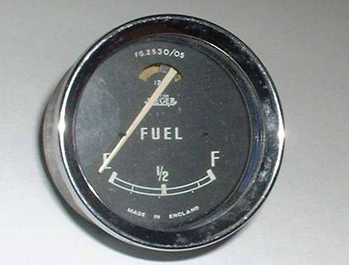 MGA fuel gauge, front view
